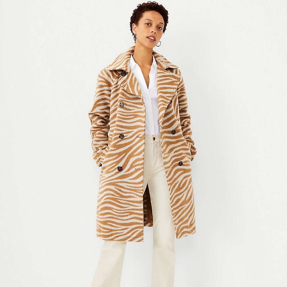 💎Ann Taylor Zebra Print Belted Trench Coat💎